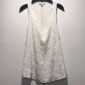 Banana Republic white sequin racerback shell - S